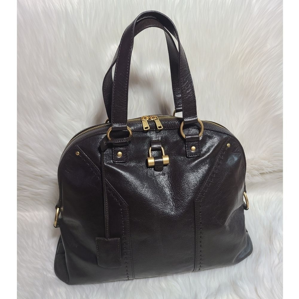 Vintage Yves Saint Laurent Rive Gauche Brown Leather Muse Bag